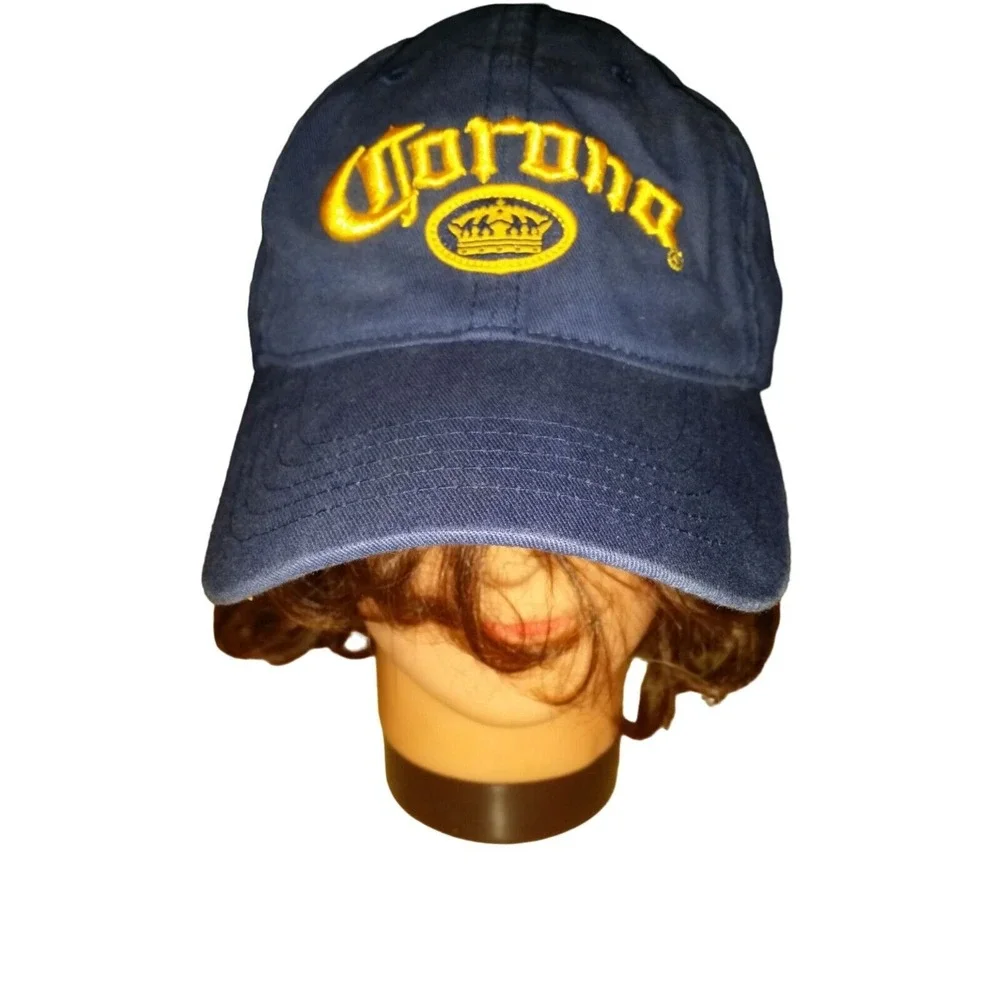 Corona Strapback Baseball Hat Blue‎ Yellow Embroidered Logo Beer Casual